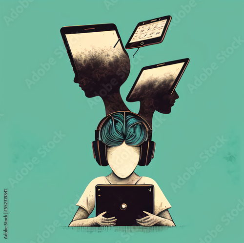 person holding tablet pc, device, mental load, mind, brain, toxic,, mental, head, thoughts, work, 