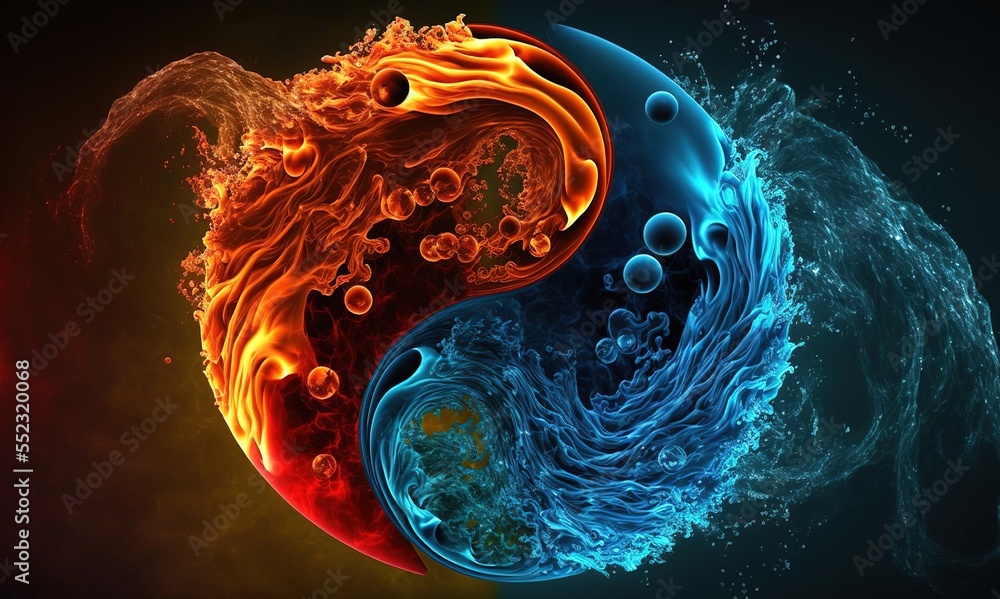 Yin Yang Water and Flame Elements Symbol Wallpaper. Earth and Universe  Spiritual Background Art. Generative AI. Stock Illustration | Adobe Stock