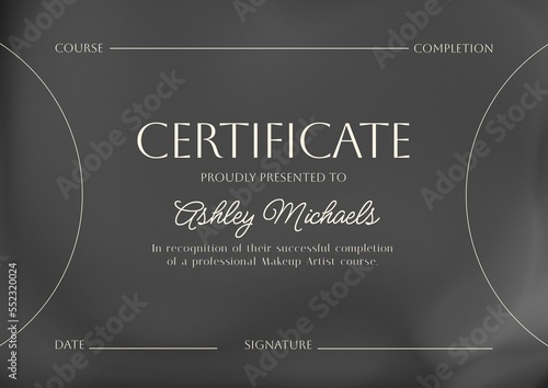 Fotografie Composition of course completion certificate text over grey background