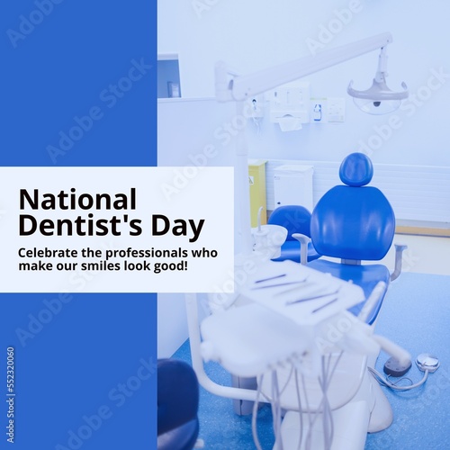 Composition of national dentist's day text and dentist's chair