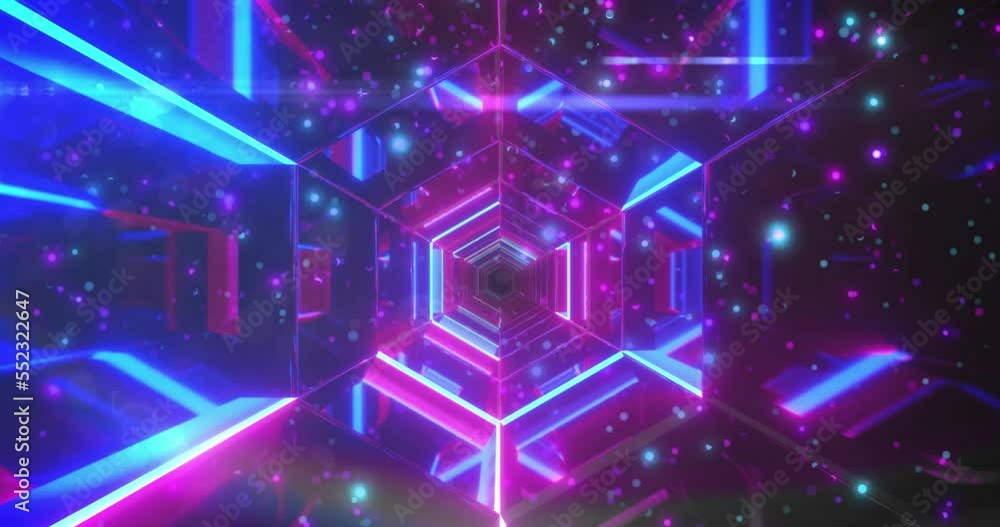 Animation of glowing spots of blue and purple light on black background Animation of glowing spots of blue and purple light on black background
