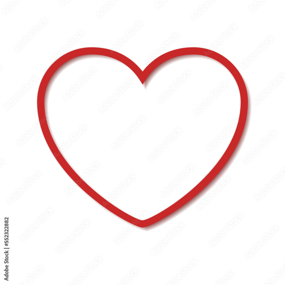 Red heart on white background. Vector illustration