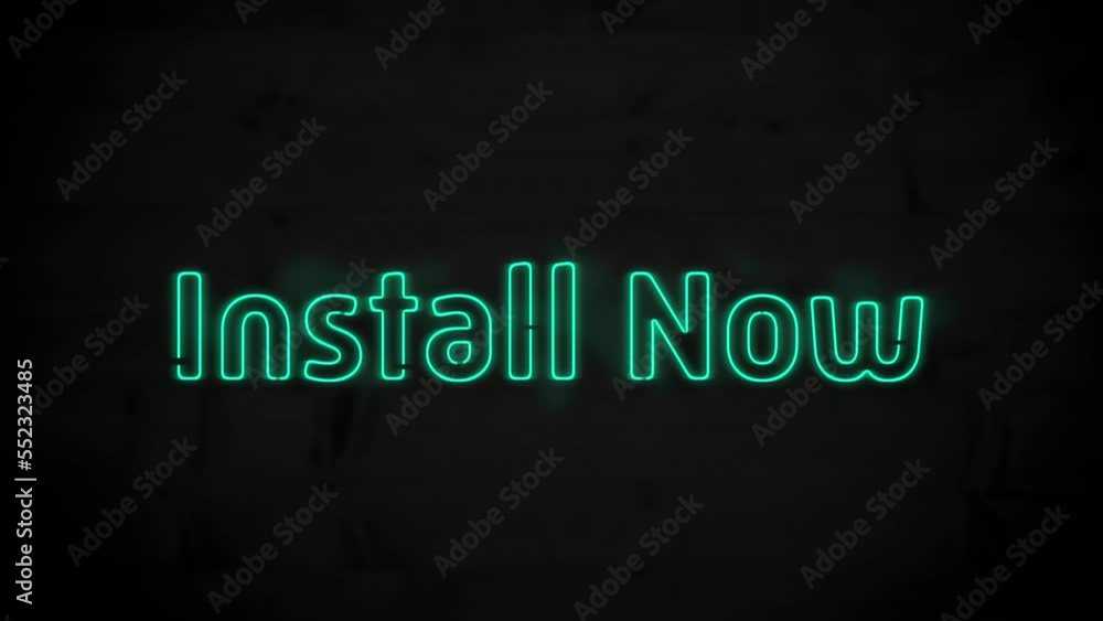 Animation of neon green install now text banner against black background Animation of neon green install now text banner against black background