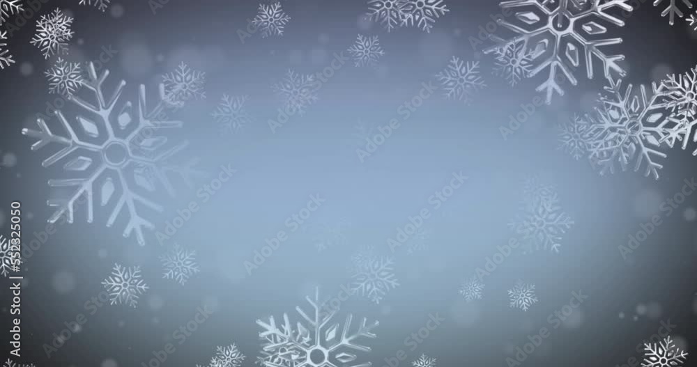 Animation of christmas snow falling over grey background Animation of christmas snow falling over grey background