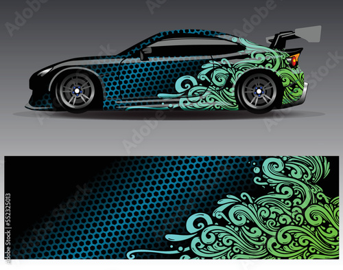 Car wrap design vector. Graphic abstract stripe racing background kit designs for wrap vehicle  race car  rally  adventure and livery
