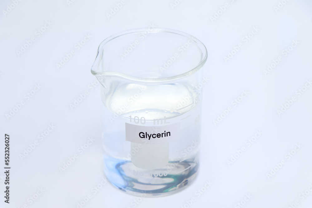 glycerin in glass, chemical in the laboratory