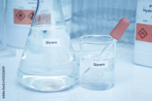 glycerin in glass, chemical in the laboratory photo