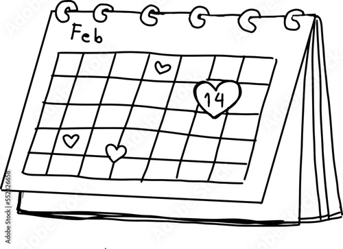 hand drawn Valentine Calendar