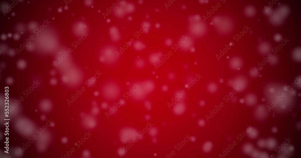 Image of snow falling and light spots on red background Image of snow falling and light spots on red background