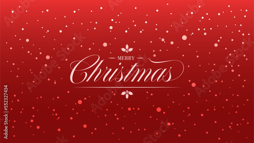 Merry Christmas Red Banner Snow Vector Illustration