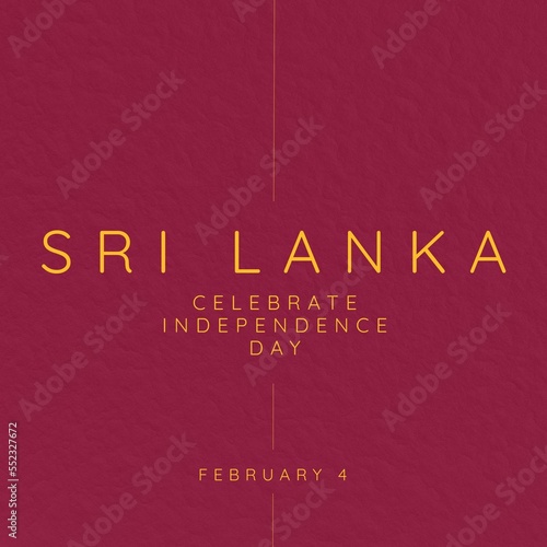 Composition of sri lanka independence day text over red background