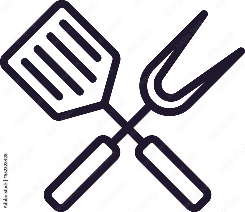 Fork and spatula concept. Modern outline high quality illustration for banners, flyers and web sites. Editable stroke in trendy flat style. Line icon of fork and spatula Fork and spatula concept. Modern outline high quality illustration for banners, flyers and web sites. Editable stroke in trendy flat style. Line icon of fork and spatula