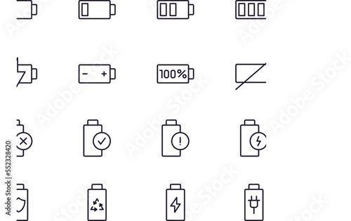 Battery concept. Modern outline high quality illustration for banners, flyers and web sites. Editable stroke in trendy flat style. Line icon of battery