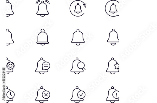Single line icon of bell on isolated white background. High quality editable stroke for mobile apps, web design, websites, online shops etc.