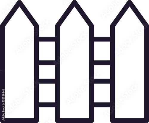 Farm and agriculture symbol. Vector outline pictogram in line style. Editable stroke for UI, adverts, online shops. Isolated line icon of wooden fence