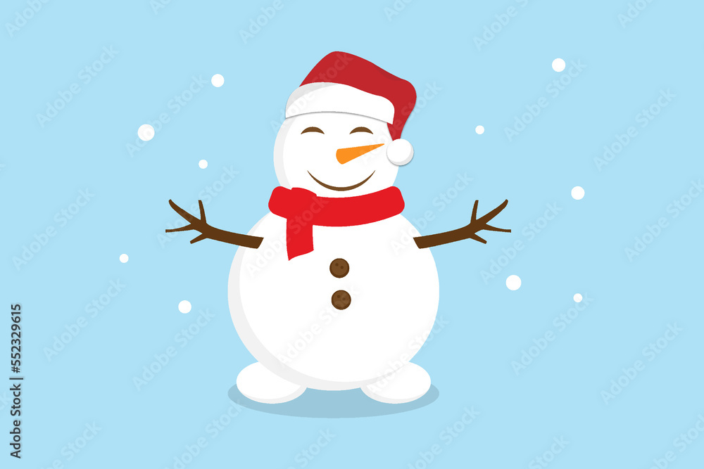 Snowman icon flat style.Vector illustration isolated on white background.