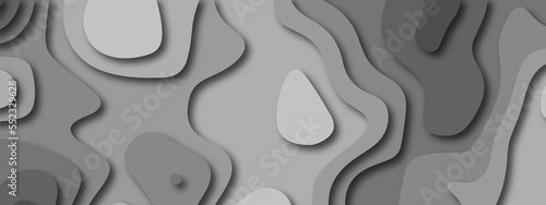 Black and white background.3D papercut layers  paper cut vector art background banner texture website template  wave paper cut. Abstract paper cut style design.3d topography relief. Vector topographic