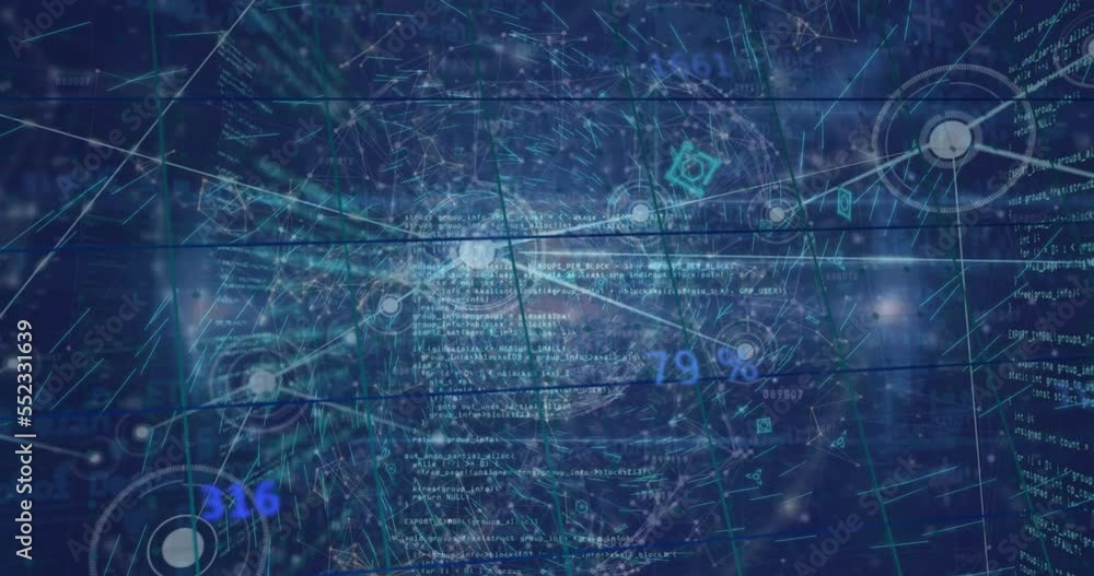 Animation of globe with network of connections and data processing Animation of globe with network of connections and data processing