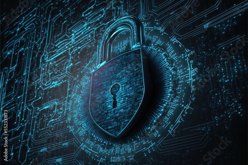 Leinwand Poster représentation de cybersécurité sur fond technologique
