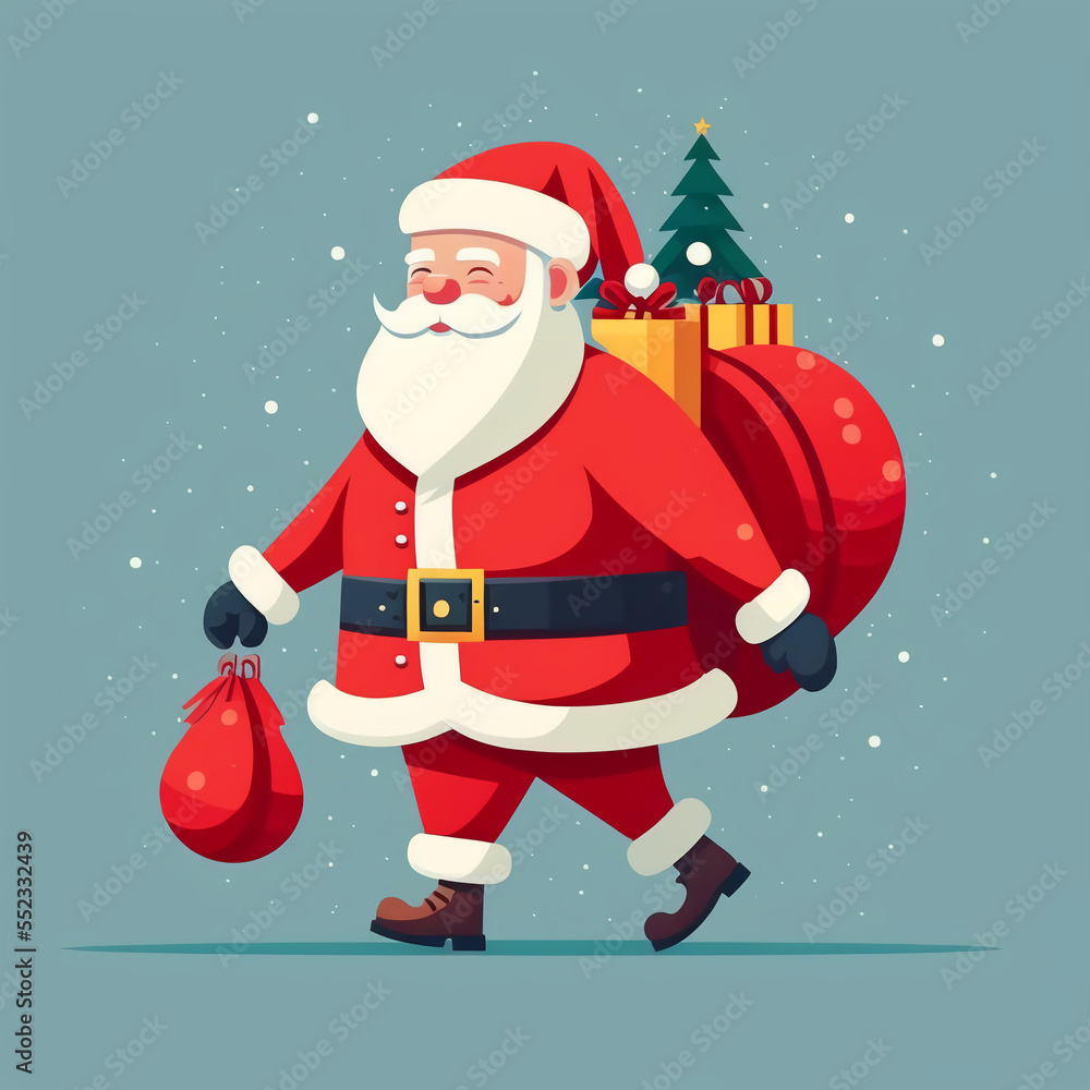 santa claus with gifts, santa claus illustration santa claus with gifts, santa claus illustration