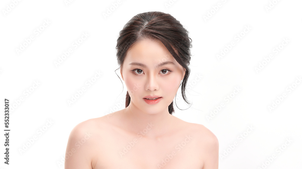 Beautiful young asian woman with clean fresh skin on white background, Face care, Facial treatment, Cosmetology, beauty and spa, Asian women portrait. Beautiful young asian woman with clean fresh skin on white background, Face care, Facial treatment, Cosmetology, beauty and spa, Asian women portrait.