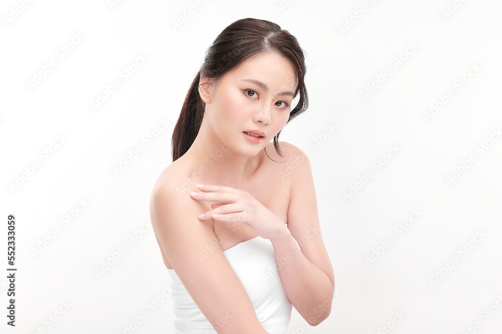 Beautiful young asian woman with clean fresh skin on white background, Face care, Facial treatment, Cosmetology, beauty and spa, Asian women portrait. Beautiful young asian woman with clean fresh skin on white background, Face care, Facial treatment, Cosmetology, beauty and spa, Asian women portrait.