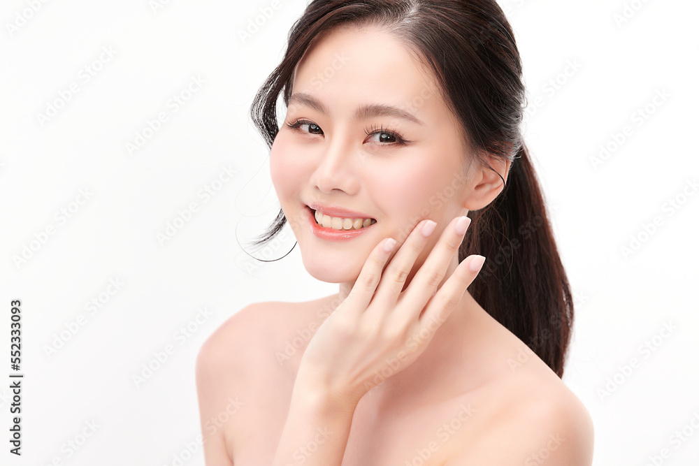 Beautiful young asian woman with clean fresh skin on white background, Face care, Facial treatment, Cosmetology, beauty and spa, Asian women portrait. Beautiful young asian woman with clean fresh skin on white background, Face care, Facial treatment, Cosmetology, beauty and spa, Asian women portrait.