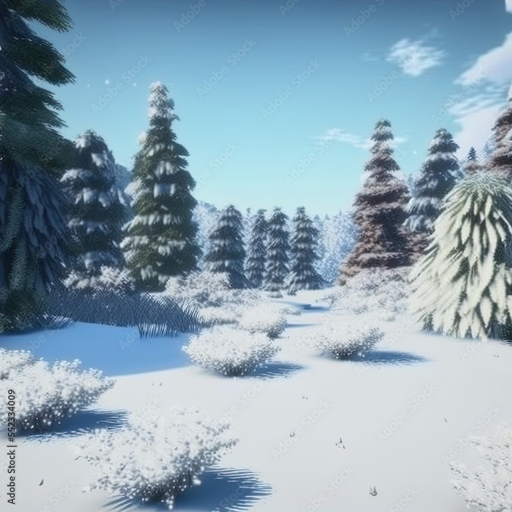 Naklejka premium winter snowy mountain scene created by generative ai