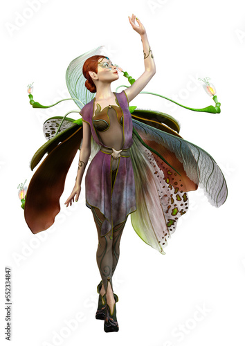 3D Rendering Forest Fairy on White