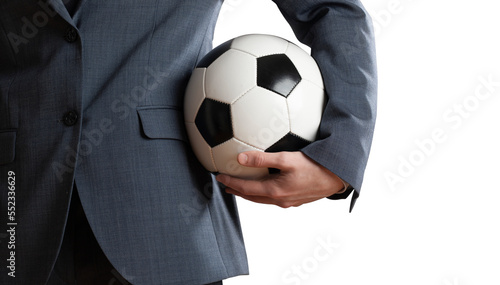 Manager holding a soccer ball