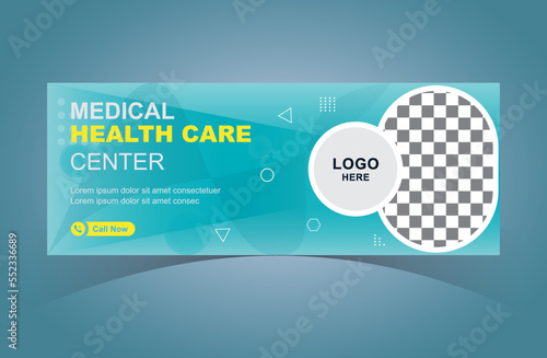Medical Web Banner Design Template. Social Medical Digital Marketing Health Care Cover.
