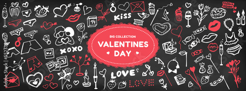 Valentines Day doodles set. Valentine's day collection of trendy hand drawn stickers. Romance Valentine's Day. Engagement Valentines Day. Paint Valentine's Day Background Valentine vector illustration