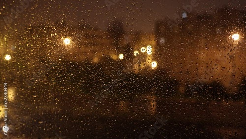 View over the storm in a winter night in the city of Lisbon, Portugal