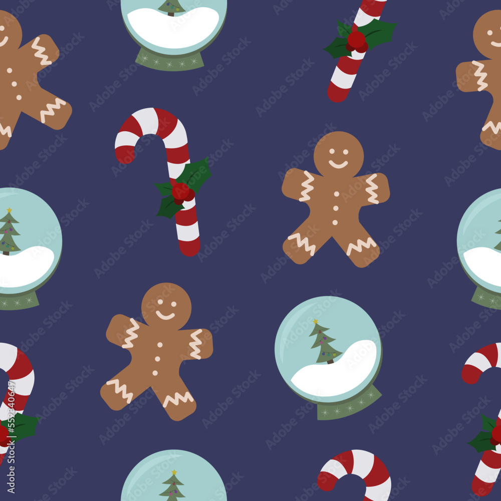 Cute seamless Christmas pattern. Vector illustration for cards, posters, flyers, webs and other use.	