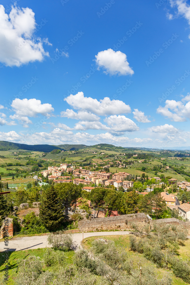 Landscape view of the city of San Gimignano in Tuscany