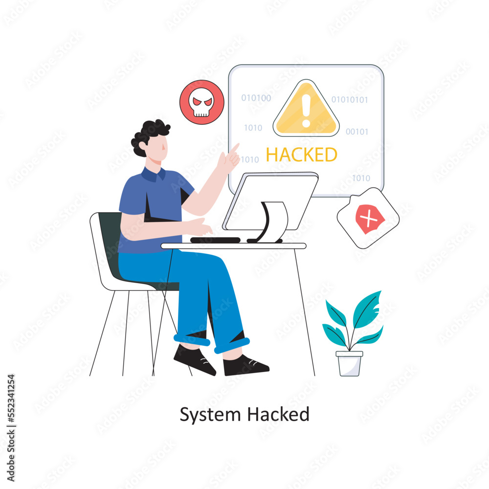 System Hacked Flat Style Design Vector illustration. Stock illustration 