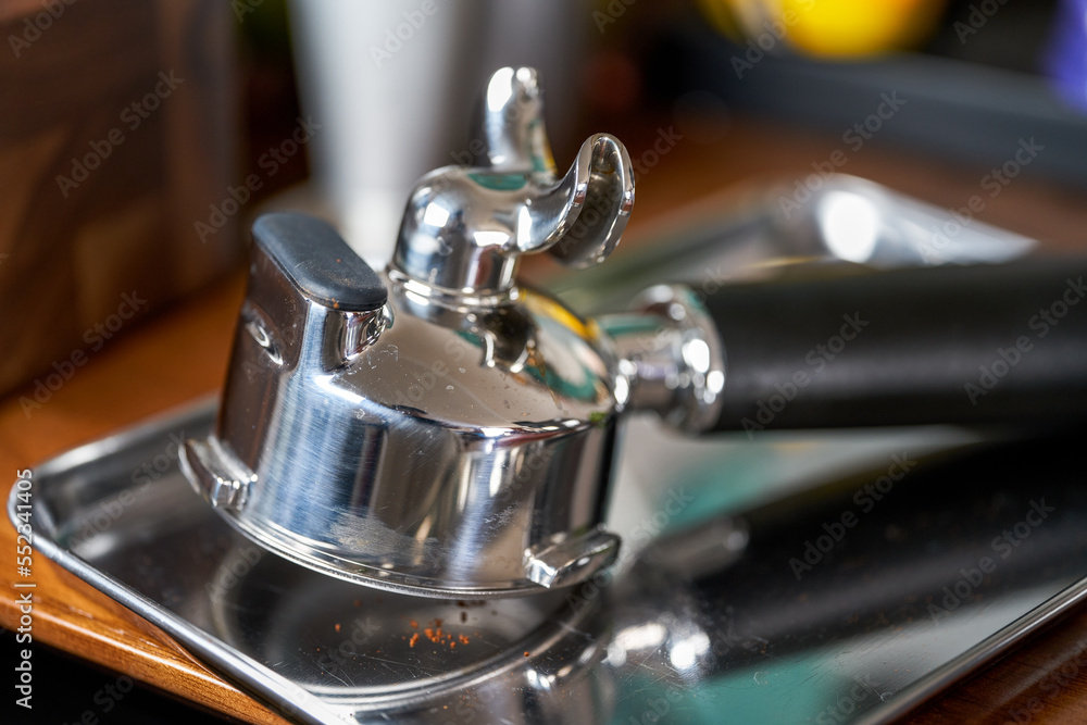 Close-up of coffee maker used by espresso machine Close-up of coffee maker used by espresso machine