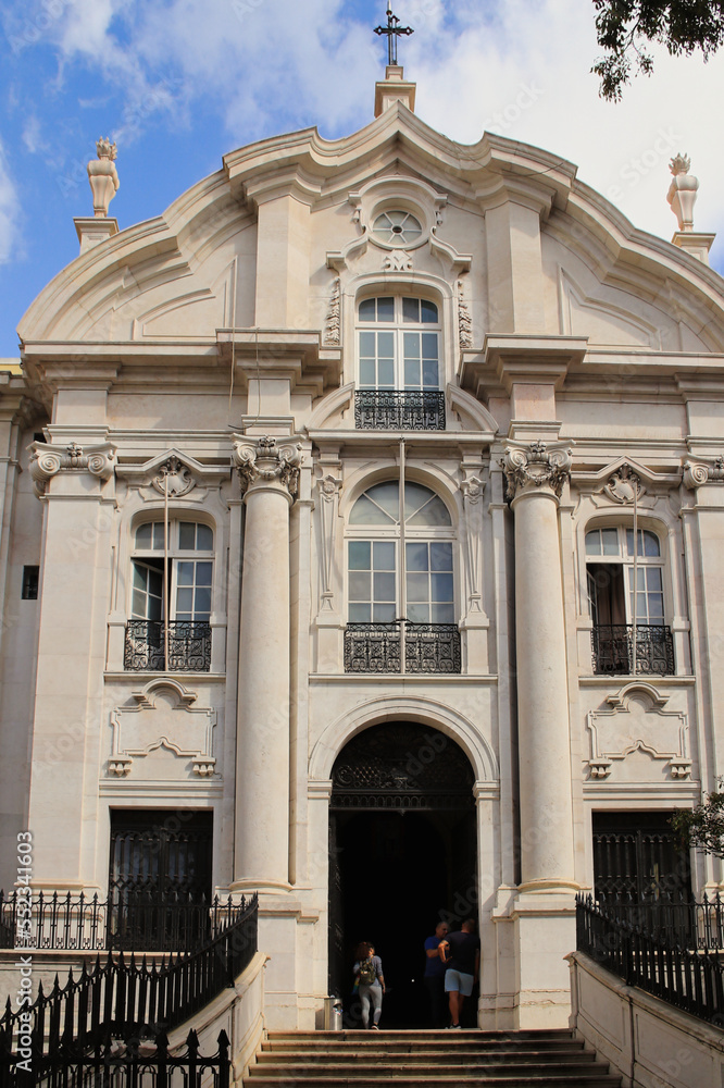 View of the main facade of Santo Antonio Church. Lisbon, Portugal