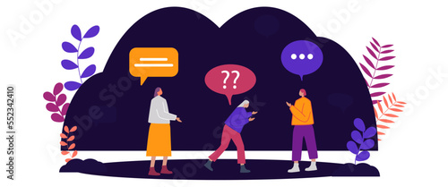 Creative flat design for web banner. Vector illustration concept of  social media, networking, business communication. 