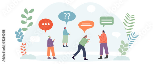 Creative flat design for web banner. Vector illustration concept of  social media, networking, business communication. 