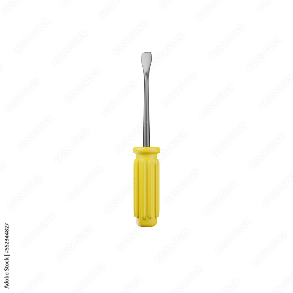 Fototapeta premium Yellow screwdriver 3d render