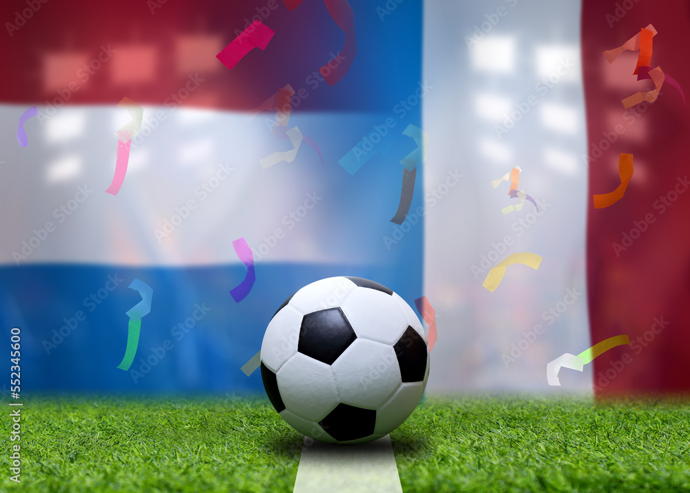 Naklejka premium Football Cup competition between the national Netherlands and national France.