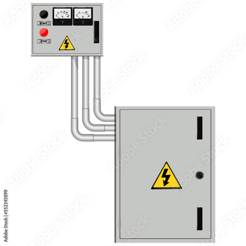 Electrical box, industrial electrical control panel. vector image
