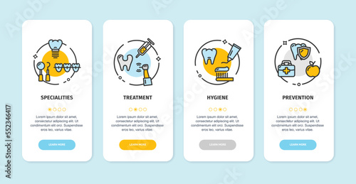 Dental App Screens Cards Set. Vector