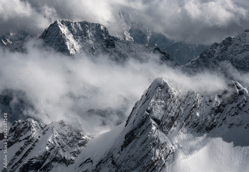 snow covered mountains