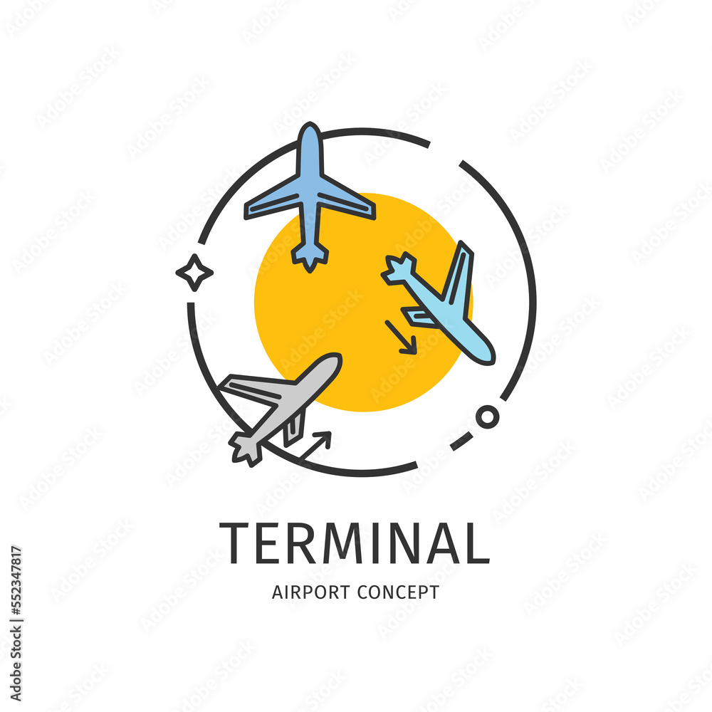 Airport Thin Line Icon Concept. Vector