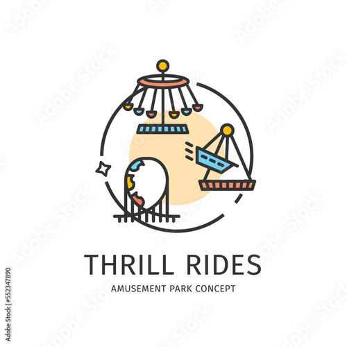Amusement Park Thin Line Icon Concept. Vector