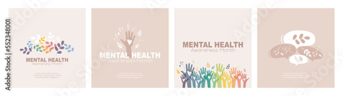 Mental Health Awareness Month card set.