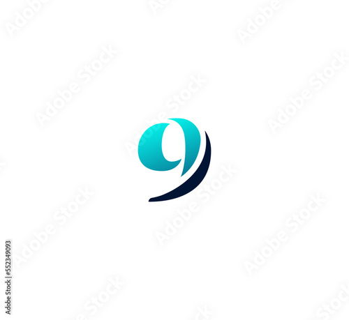 Number 9 logo design template elements. Modern abstract digital alphabet letter logo. Vector illustration.