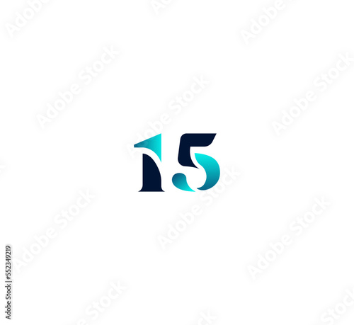 Number 15 logo design template elements. Modern abstract digital alphabet letter logo. Vector illustration.